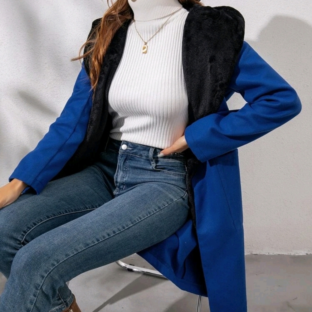 Open Front Hooded Overcoat With Belt - Picture 7 of 9